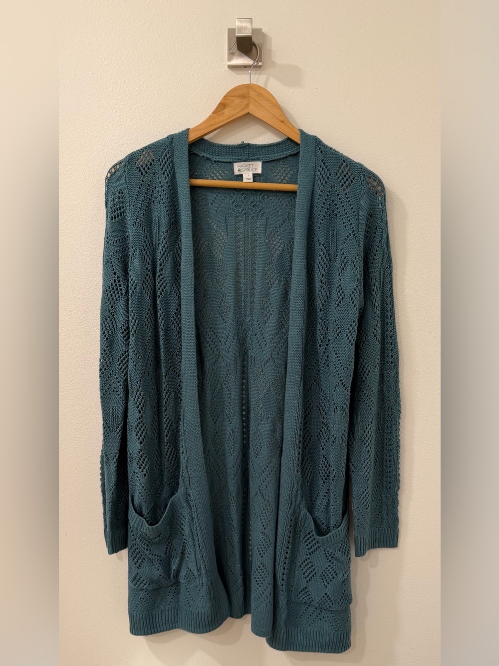 Market & Spruce Open-Front Loose-Fit Knit Cardigan Size S